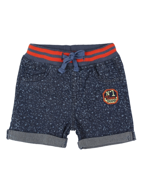 

Pantaloons Baby Boys Blue Printed Regular Fit Denim Shorts