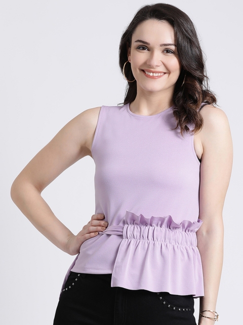 

Kazo Women Lavender Solid Peplum Top