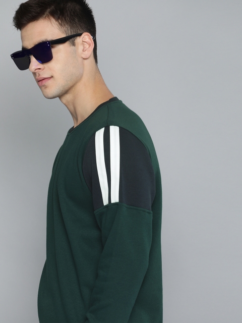 

Mast & Harbour Men Green Solid Sweatshirt With Applique Detailing