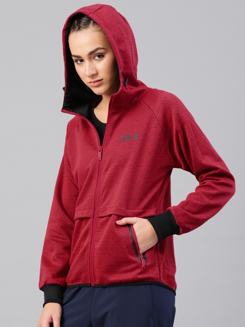 

HRX by Hrithik Roshan Women Red Active Printed Hooded Sweatshirt