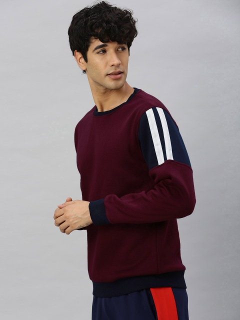 

Mast & Harbour Men Burgundy Solid Pullover Sweatshirt