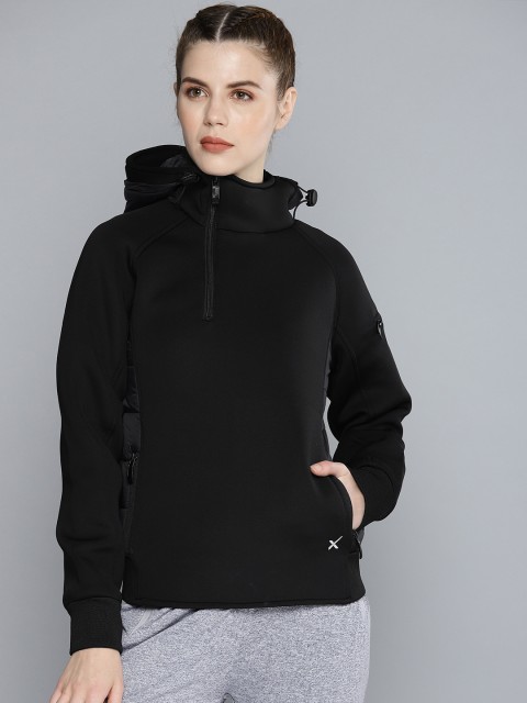 

HRX by Hrithik Roshan Women Black Solid Active Hooded Sweatshirt