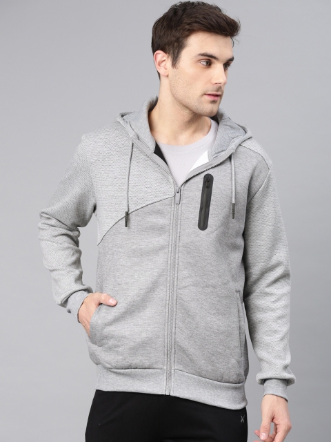 

HRX by Hrithik Roshan Men Grey Solid Active Hooded Sweatshirts