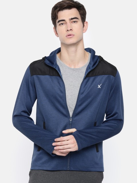 

HRX by Hrithik Roshan Men Teal Blue & Black Active Colourblocked Hooded Sweatshirt