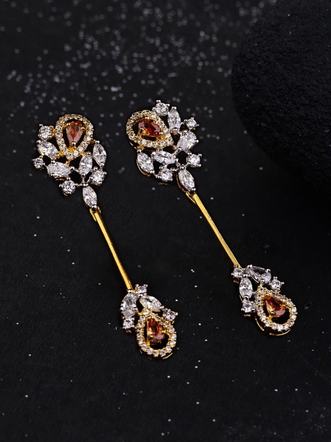 

Studio Voylla Gold-Plated & Beige Floral Drop Earrings