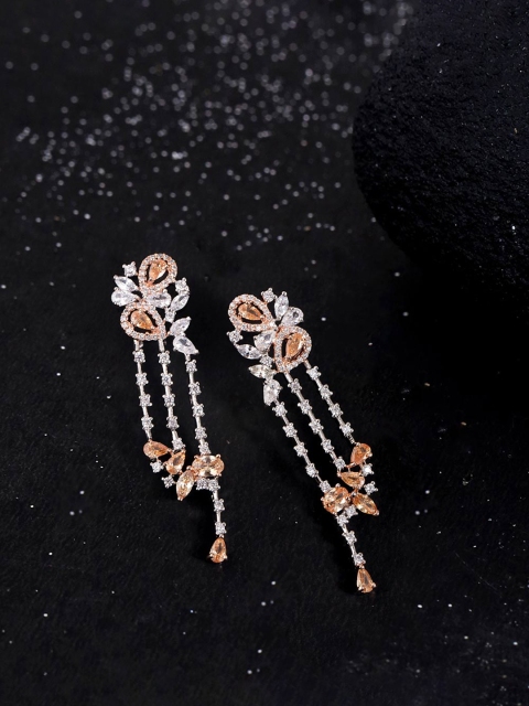 

Studio Voylla Silver-Plated Handcrafted & Beige Floral Drop Earrings