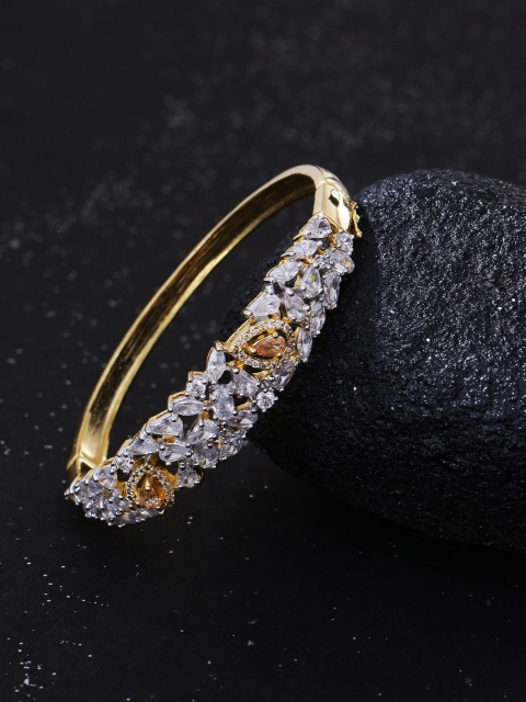 

Studio Voylla Gold-Toned Brass Gold-Plated Handcrafted Bangle-Style Bracelet