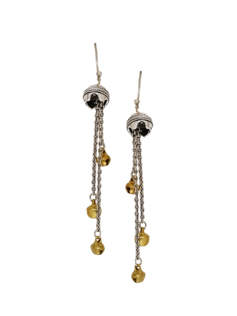 

Voylla Oxidise Silver-Plated Contemporary Drop Earrings