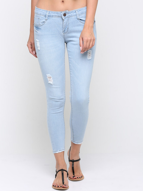

ZHEIA Women Blue Skinny Fit Mid-Rise Mildly Distressed Jeans