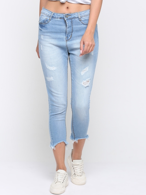 

ZHEIA Women Blue Skinny Fit High-Rise Mildly Distressed Jeans