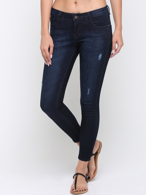 

ZHEIA Women Blue Skinny Fit Mid-Rise Low Distress Jeans