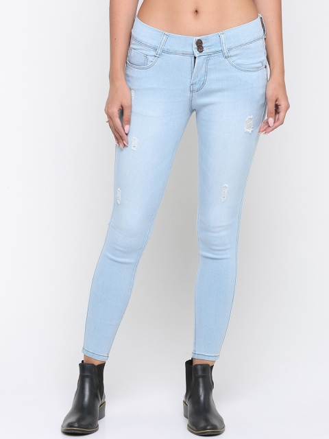 

ZHEIA Women Blue Skinny Fit Mid-Rise Mildly Distressed Jeans