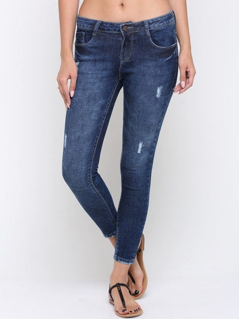 

ZHEIA Women Blue Skinny Fit Mid-Rise Mildly Distressed Jeans