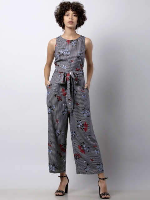 

FabAlley Black Striped Basic Jumpsuit