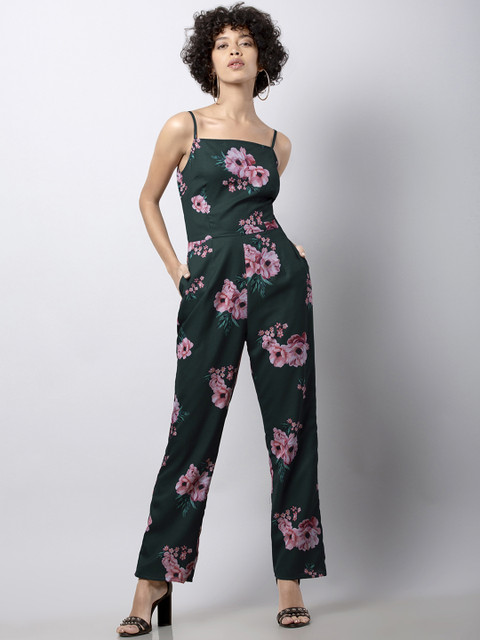 

FabAlley Green Printed Basic Jumpsuit