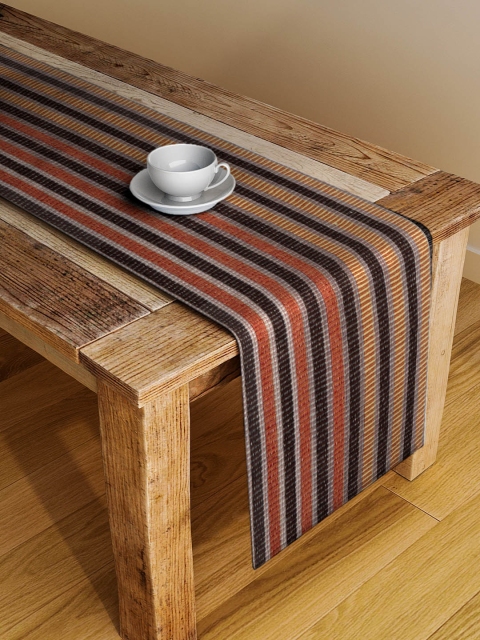 

NEUDIS Black & Red Striped Cotton Table Cover