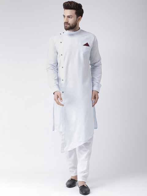 

Hangup Men Blue Solid Straight Kurta