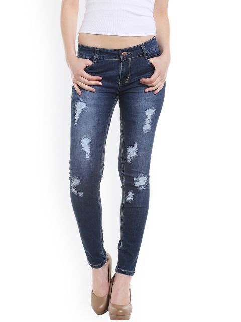 

fungus Women Blue Slim Fit High-Rise Highly Distressed Stretchable Jeans