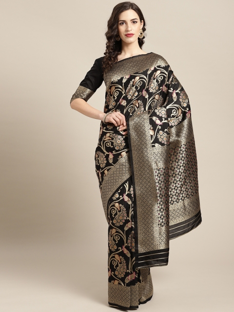 

Saree mall Black & Golden Woven Design Banarasi Saree