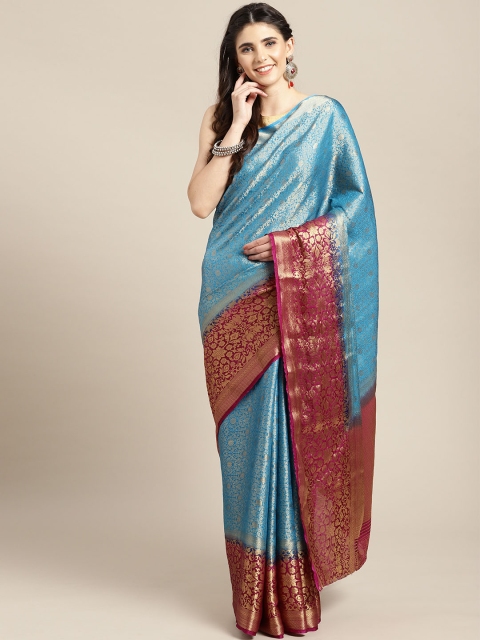 

Saree mall Blue & Golden Woven Design Banarasi Saree