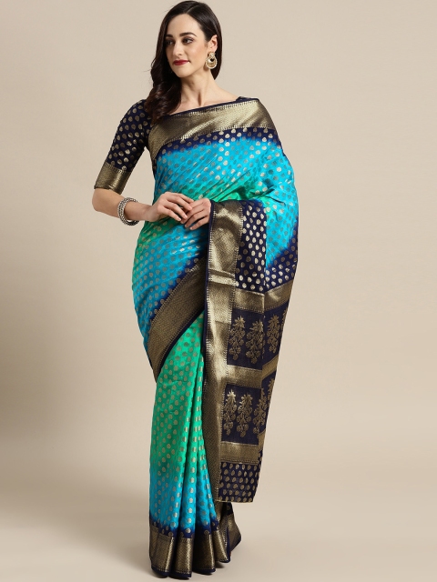 

Saree mall Blue & Golden Woven Design Banarasi Saree