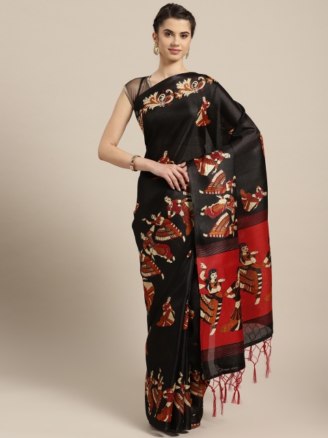 

Ishin Black & Red Printed Saree