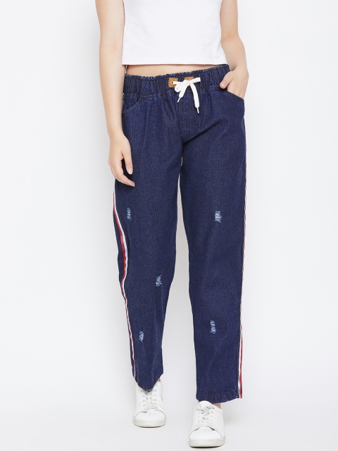 

ANTS Women Navy Blue Regular Fit Mid-Rise Low Distress Jeans