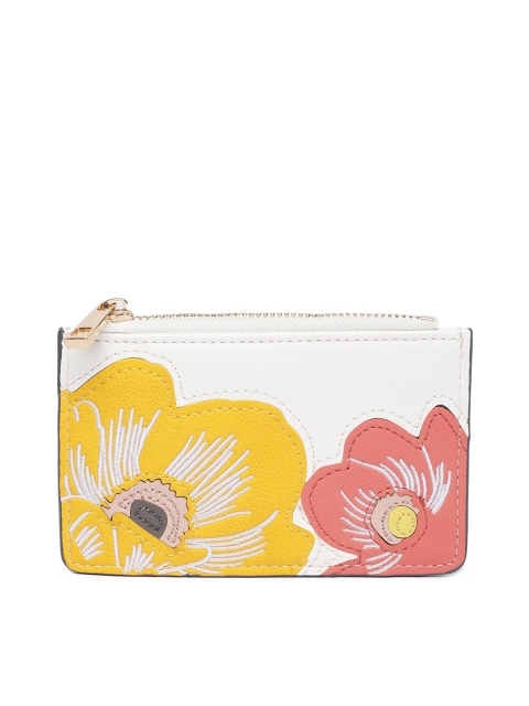

Accessorize Women White & Yellow Printed Card Holder