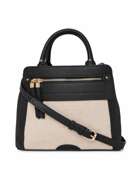 

Accessorize Black & Cream-Coloured Colourblocked Handheld Bag