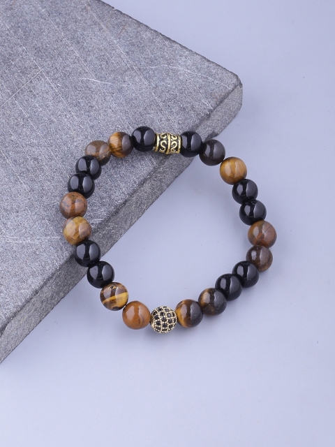 

Dare by Voylla Men Black & Brown Brass Brass-Plated Handcrafted Link Bracelet
