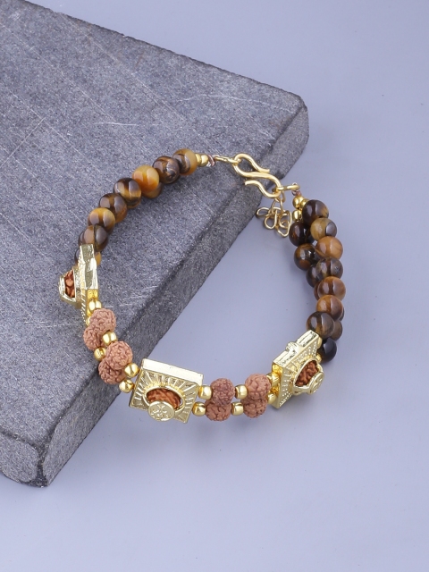 

Dare by Voylla Black Brass Brass-Plated Handcrafted Elasticated Bracelet