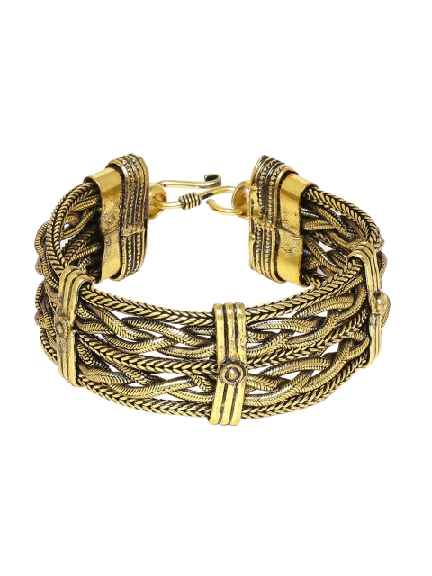 

Dare by Voylla Gold-Toned Brass Brass-Plated Oxidised Handcrafted Cuff Bracelet