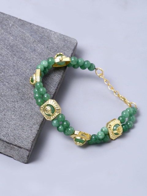 

Dare by Voylla Men Gold-Toned & Green Brass-Plated Handcrafted Link Bracelet