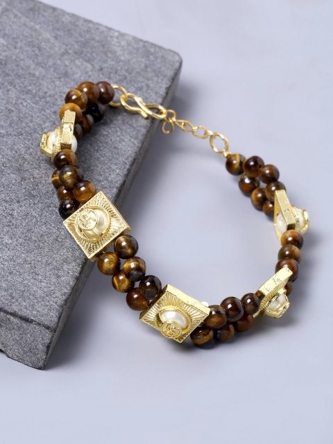 

Dare by Voylla Men Gold-Toned & Brown Brass Brass-Plated Handcrafted Link Bracelet