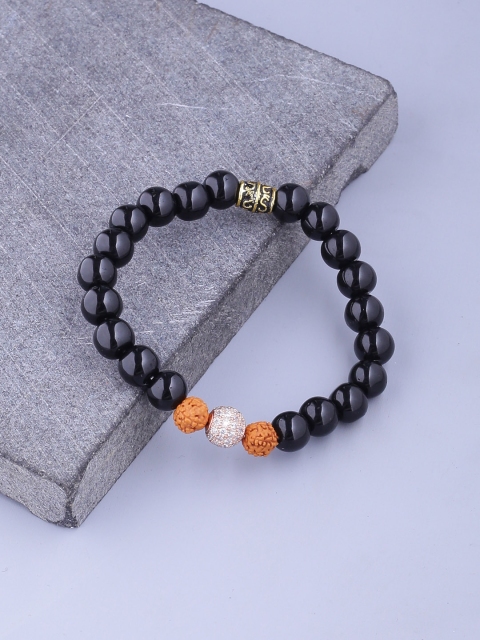 

Dare by Voylla Men Black Wood Brass-Plated Handcrafted Link Bracelet