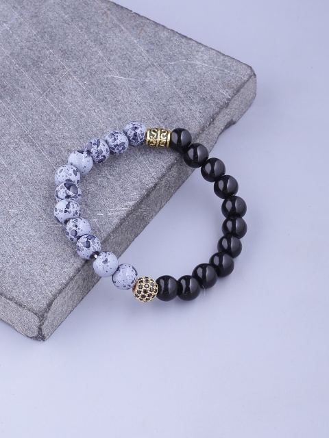 

Dare by Voylla Men Black & Blue Brass Brass-Plated Handcrafted Link Bracelet