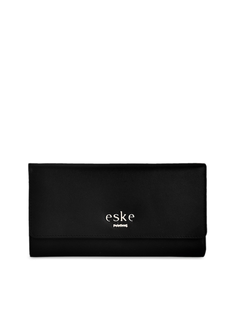 

Eske Women Black Solid Three Fold Leather Wallet