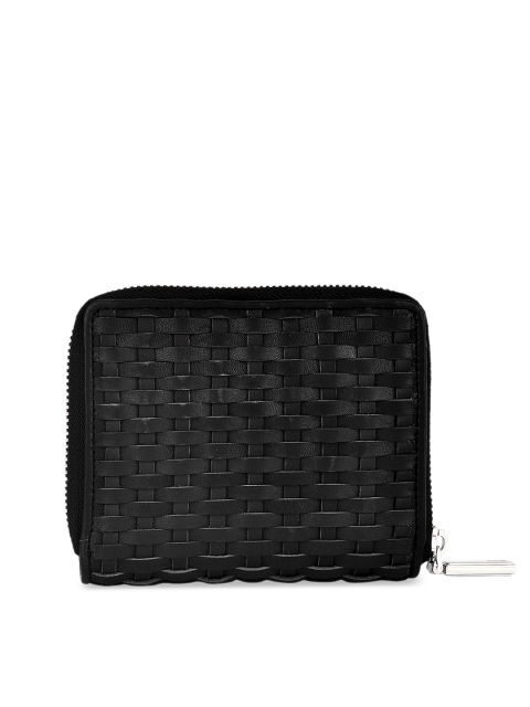 

Eske Women Black Solid Zip Around Leather Wallet