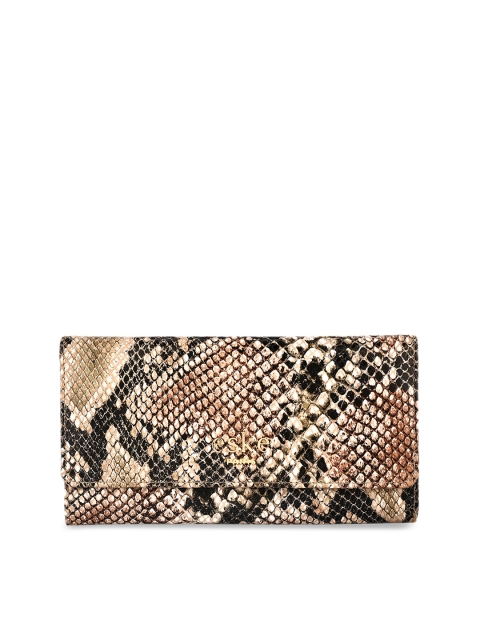 

Eske Women Beige & Black Printed Three Fold Wallet