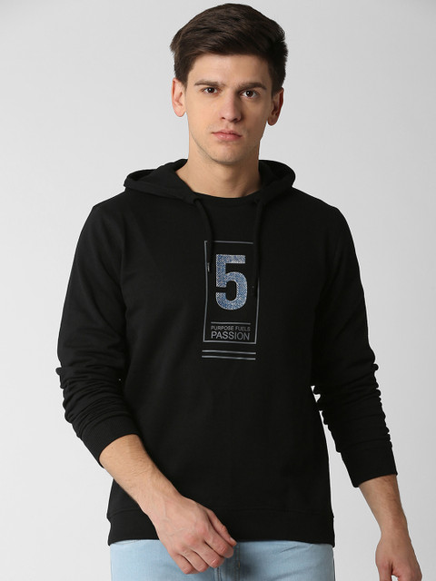 

Peter England Casuals Men Black Solid Hooded Sweatshirt