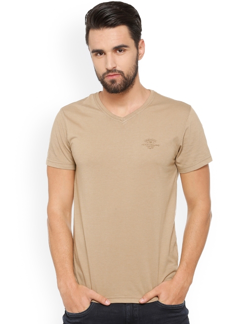 

Peter England Casuals Men Nude-Coloured Solid Round Neck T-shirt