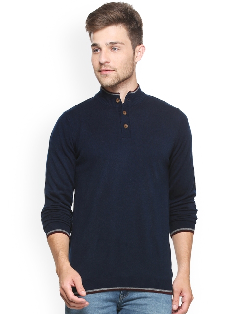 

Peter England Casuals Men Navy Blue Solid Sweater