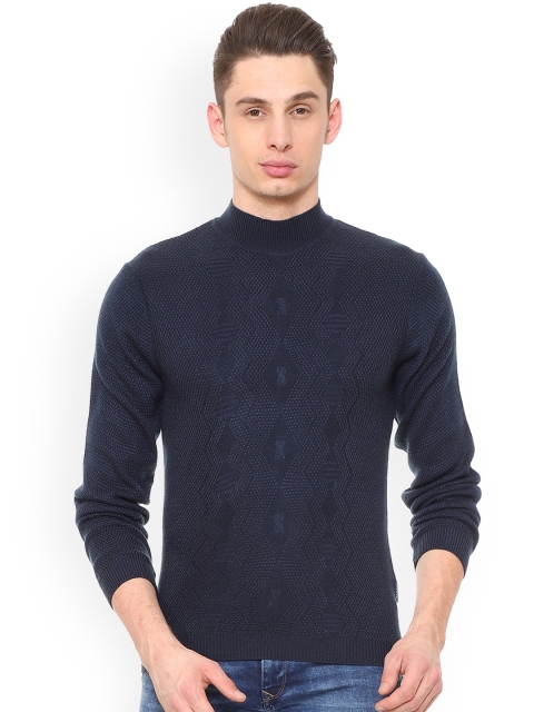 

Van Heusen Men Navy Blue Self Design Sweater