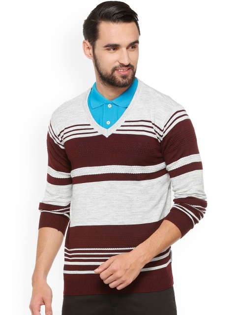 

Van Heusen Men Brown Striped Sweater