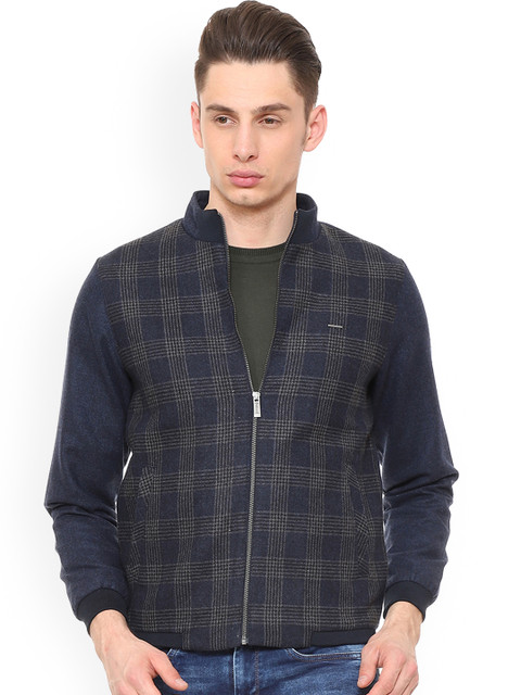 

Van Heusen Men Navy Blue Checked Bomber