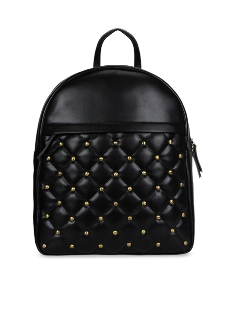 

Berrypeckers Women Black Quilted Embellished Backpack