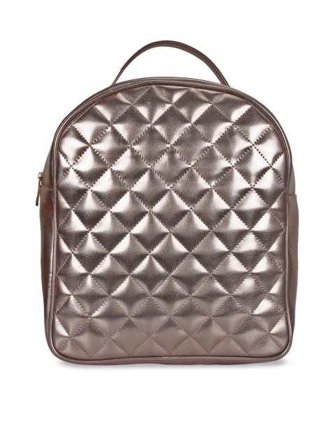 

Berrypeckers Women Silver-Toned Quilted Backpack