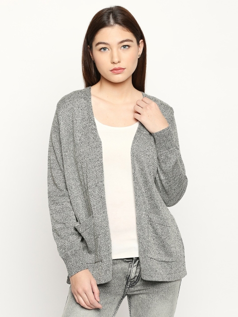 

Annabelle by Pantaloons Grey Melange Solid Open Front Shrug