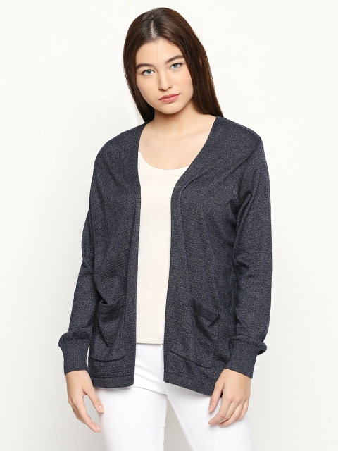 

Annabelle by Pantaloons Navy Blue Solid Open Front Shrug