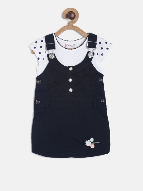 

Peppermint Girls Navy Blue & White Pinafore Dress